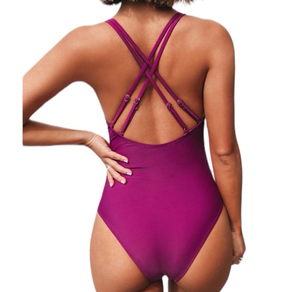 CUPSHE one piece romantic floral Tummy Control Swimsuit w cheeky fit bottom NWT - Picture 6 of 10